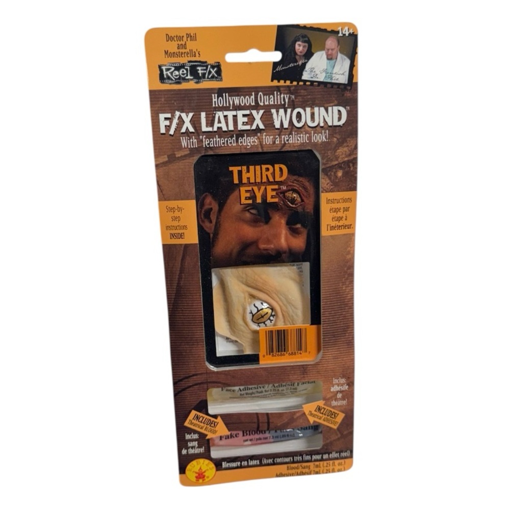 Rubie’s third eye f/x latex wound with adhesive materials, new in packaging!